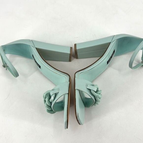 NWOT Nine West Womens Mindful Chain Square‎ Toe Heeled Sandals Mint Green Size 8 - Picture 9 of 11